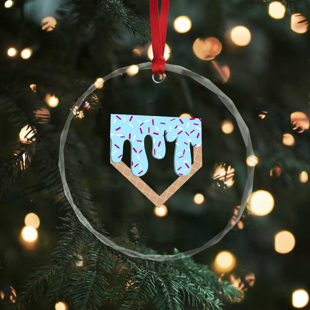 Baseball Ice Cream Dripping Crystal Glass Ornament Home Plate Drip TS02 Print Your Wear