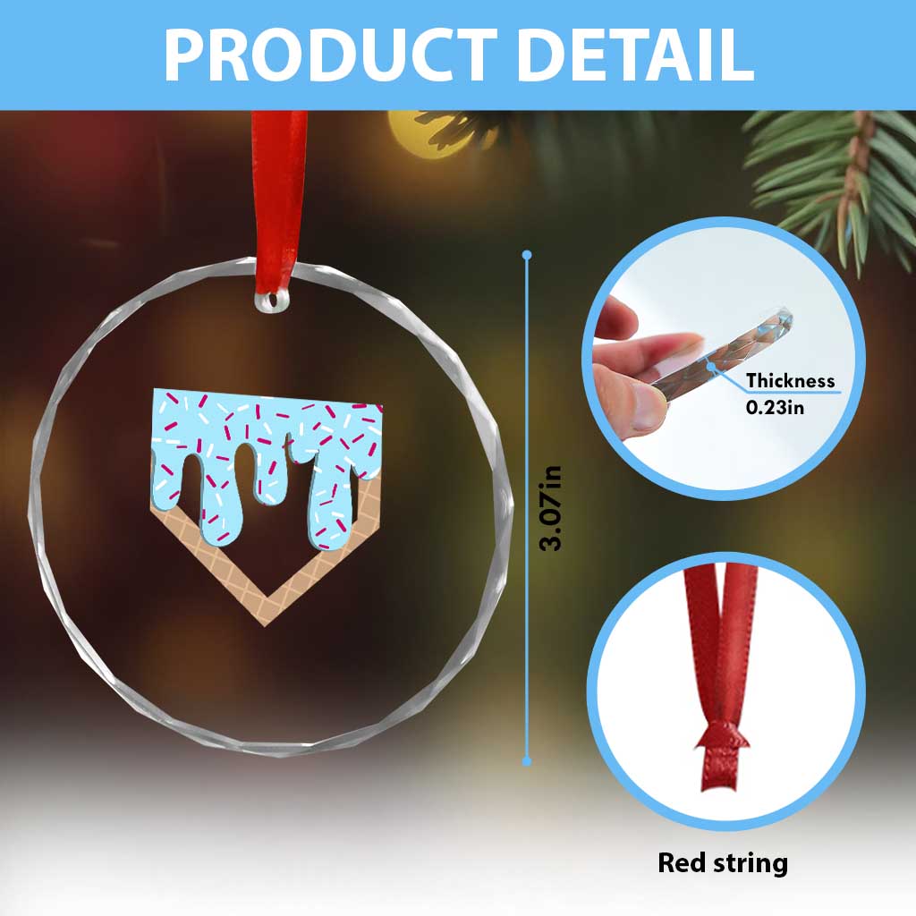 Baseball Ice Cream Dripping Crystal Glass Ornament Home Plate Drip TS02 Print Your Wear