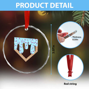 Baseball Ice Cream Dripping Crystal Glass Ornament Home Plate Drip TS02 Print Your Wear