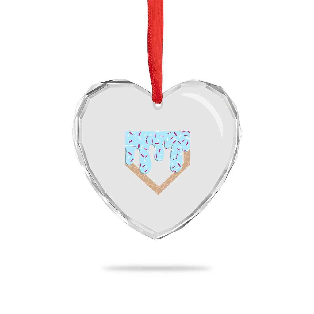 Baseball Ice Cream Dripping Heart Crystal Glass Ornament Home Plate Drip TS02 Print Your Wear