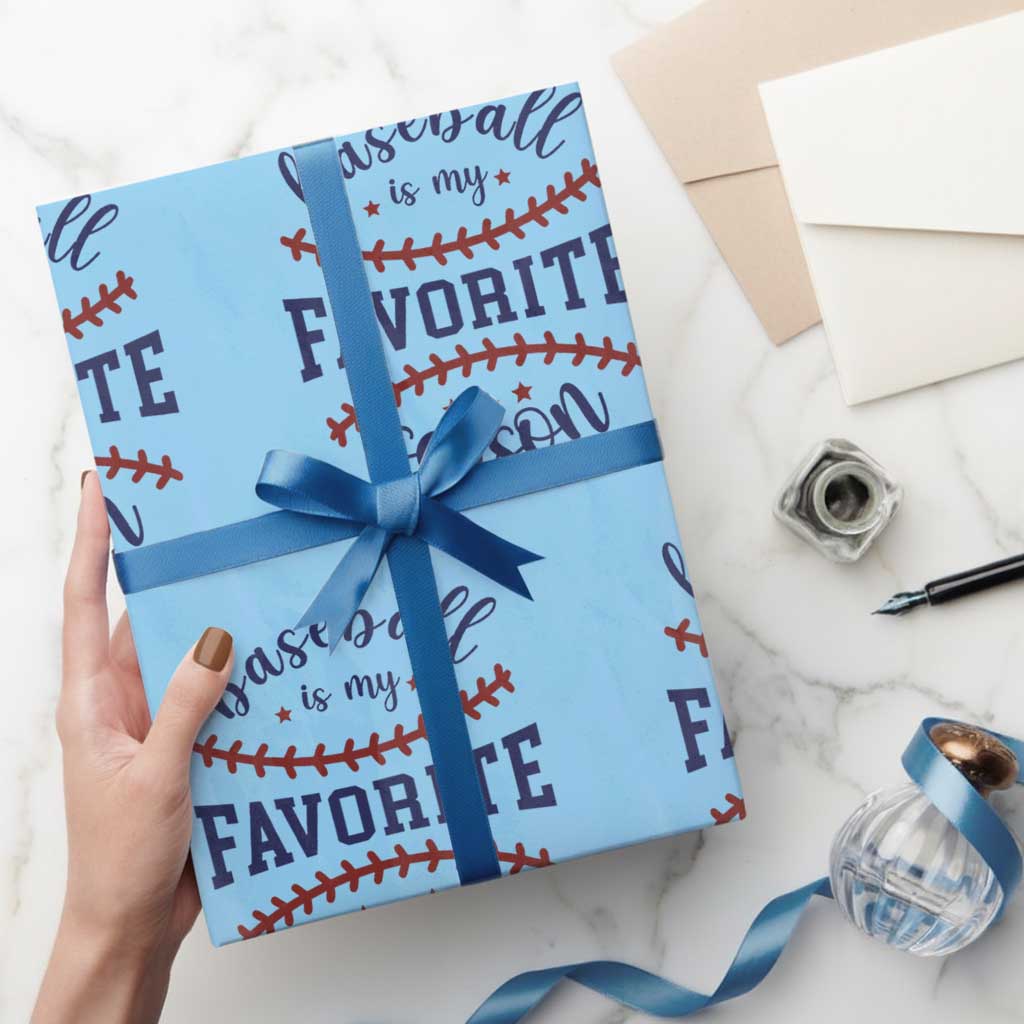 Baseball Is My Favorite Season Wrapping Paper Roll Sports Fan Gift TS12 Light Blue Print Your Wear