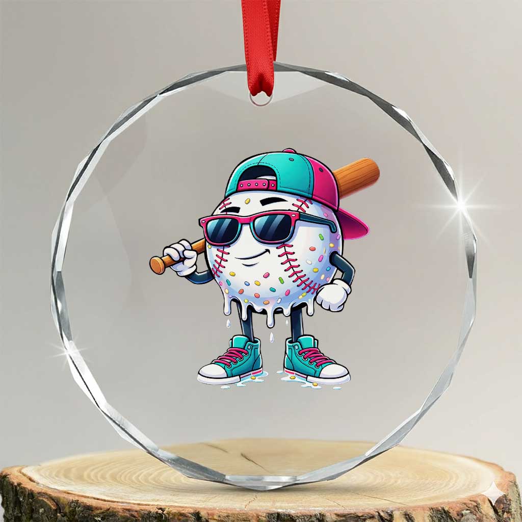 Baseball Life Style Crystal Glass Ornament Youth Drip Baseball Boys Kid TS10 Transparent Glass 3'' Circle Print Your Wear