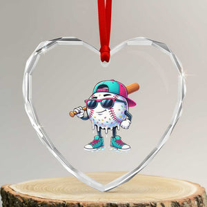 Baseball Life Style Heart Crystal Glass Ornament Youth Drip Baseball Boys Kid TS10 Transparent Glass 3'' Heart Print Your Wear