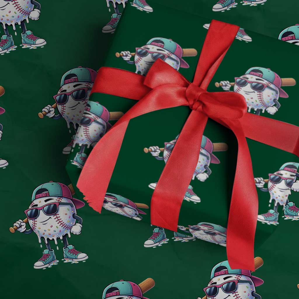 Baseball Life Style Wrapping Paper Roll Youth Drip Baseball Boys Kid TS10 Green Print Your Wear