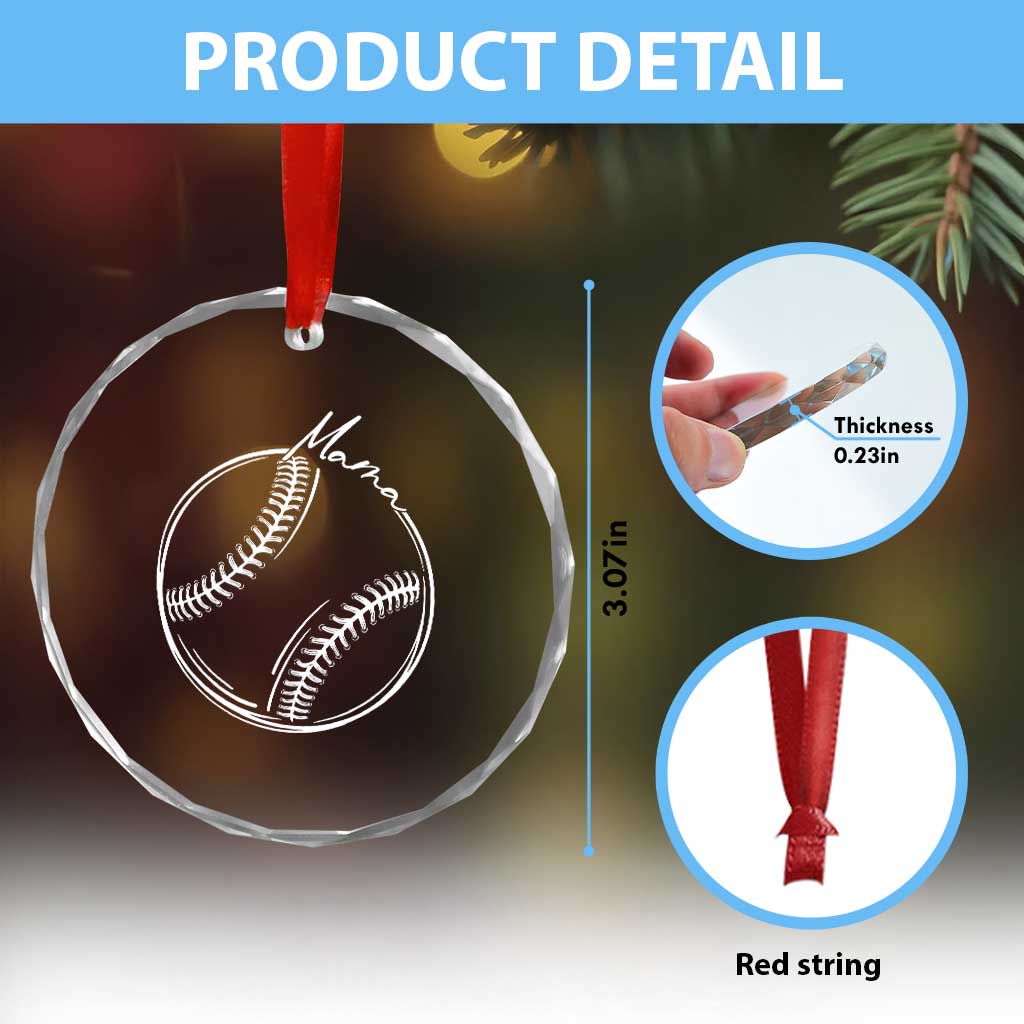 Baseball Mama Graphic Crystal Glass Ornament Game Day Gift For Baseball Moms TS12 Print Your Wear