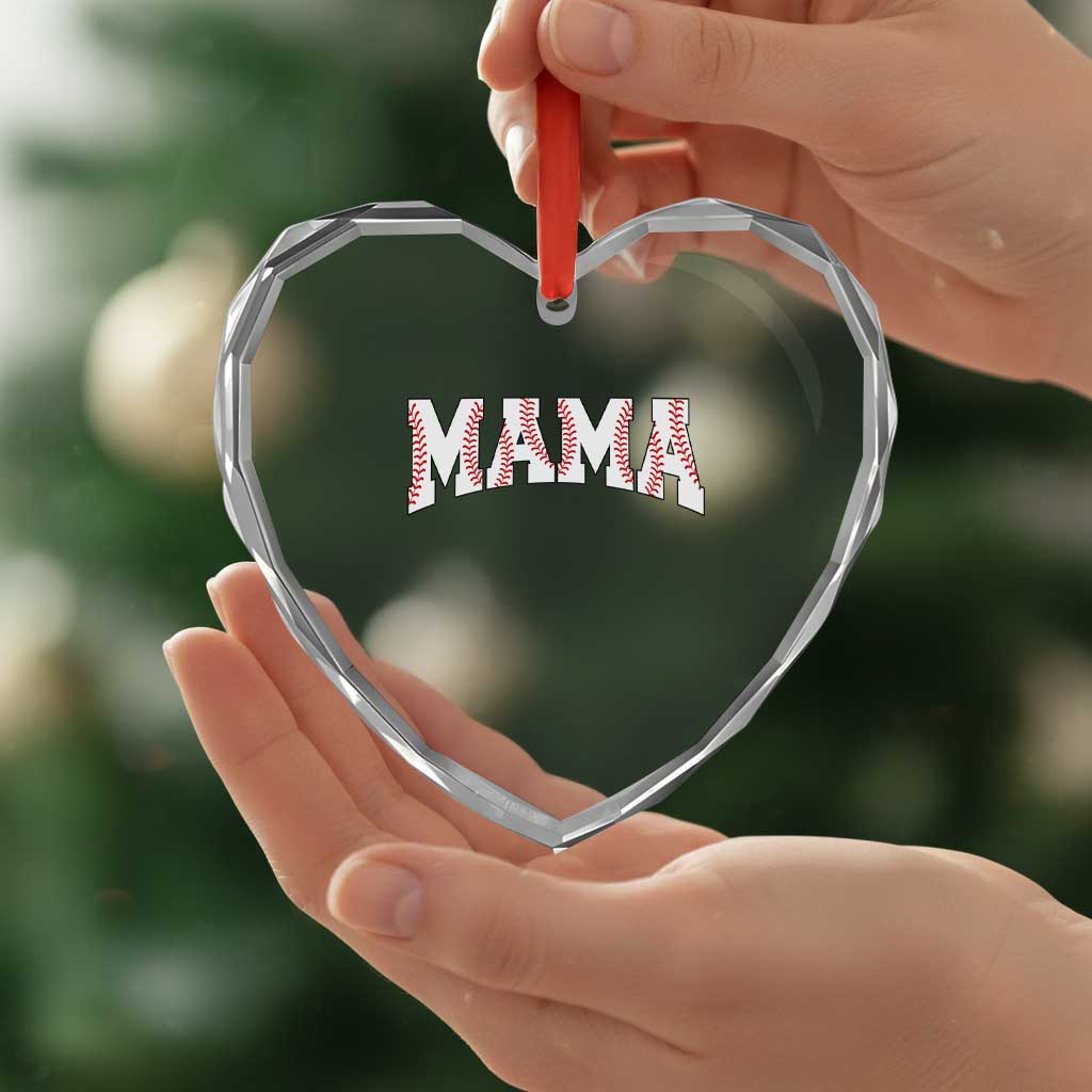 Baseball Mama Heart Crystal Glass Ornament Retro Varsity Baseball Season Mom Raising Ballers TS10 Print Your Wear
