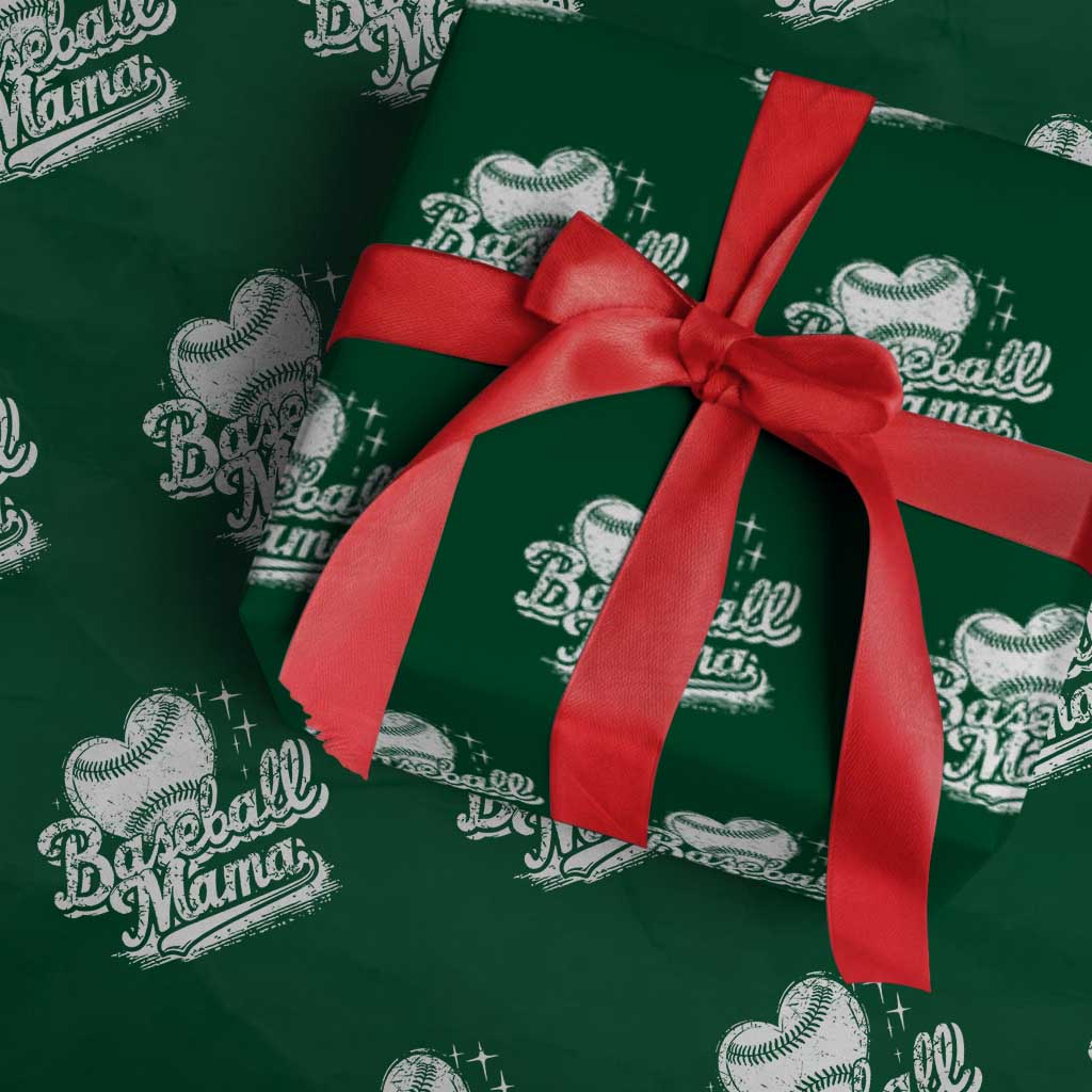 Baseball Mama Wrapping Paper Roll Baseball Season Mom Raising Ballers TS10 Green Print Your Wear