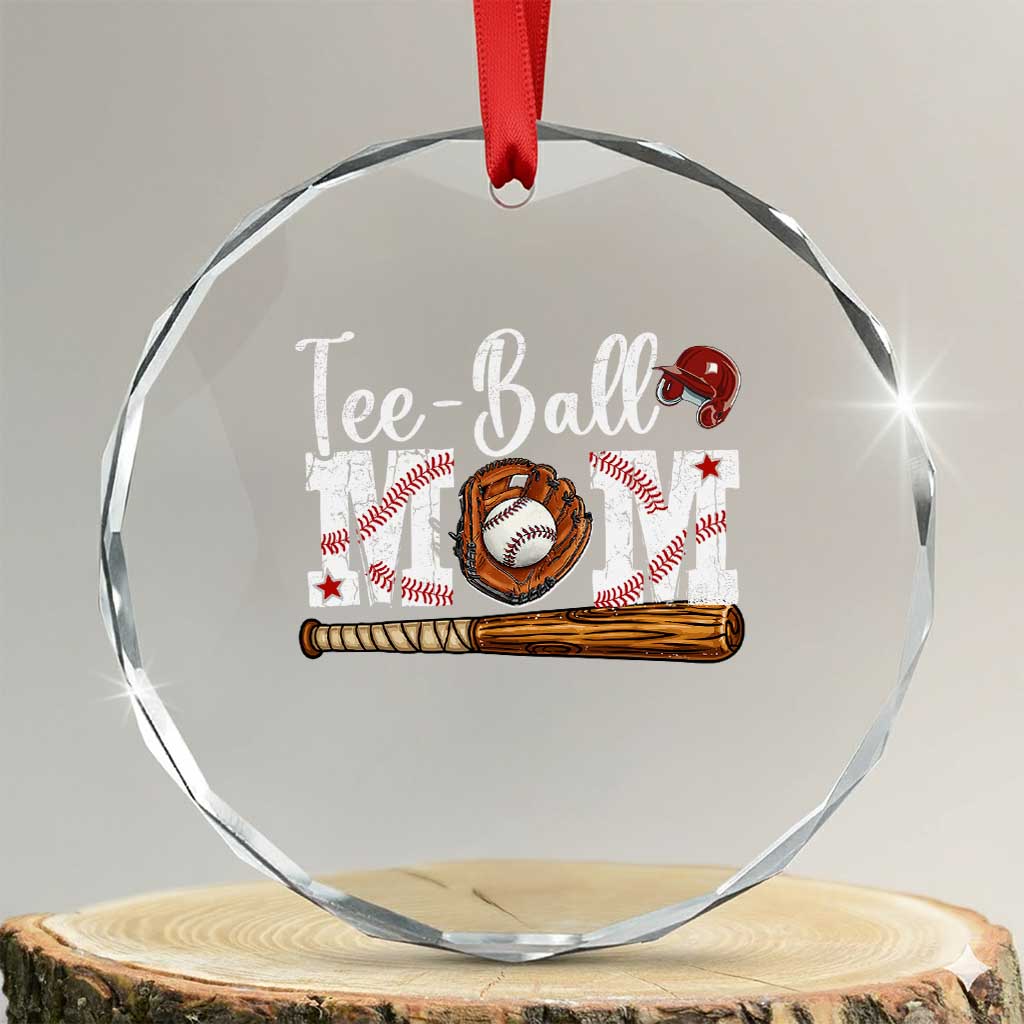 Baseball Mom Crystal Glass Ornament Tee Ball Mama Funny Mother's Day TS11 Transparent Glass 3'' Circle Print Your Wear