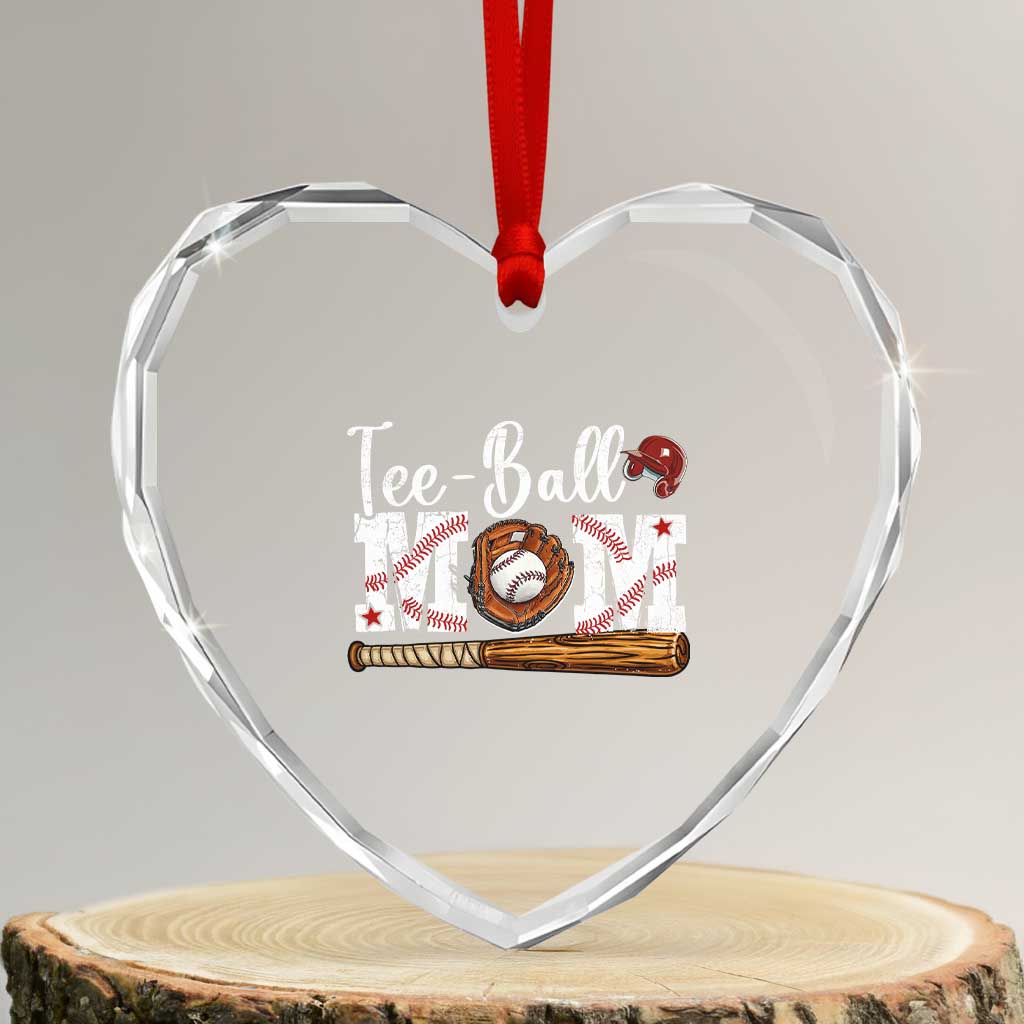 Baseball Mom Heart Crystal Glass Ornament Tee Ball Mama Funny Mother's Day TS11 Transparent Glass 3'' Heart Print Your Wear