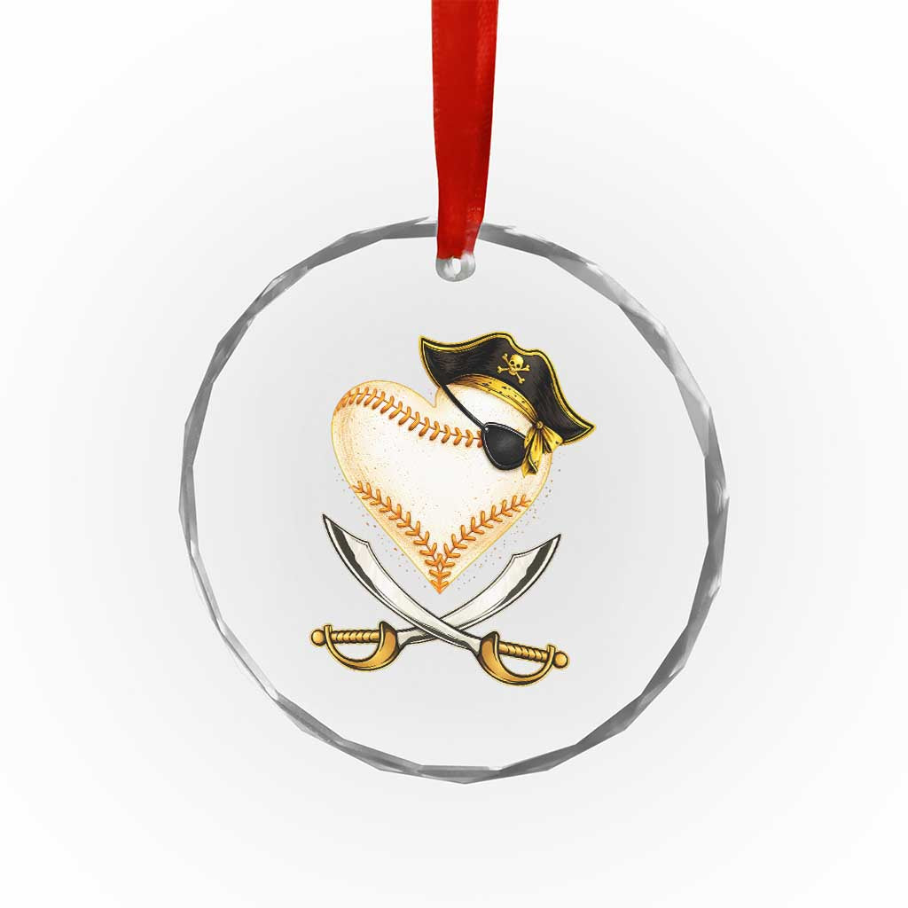 Baseball Pirate Crystal Glass Ornament Baseball Heart With Skull TS10 Print Your Wear