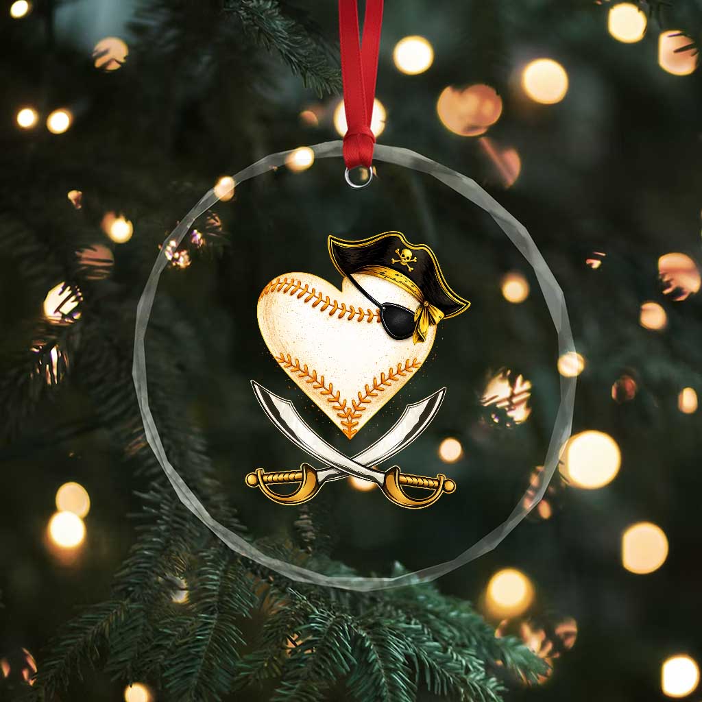 Baseball Pirate Crystal Glass Ornament Baseball Heart With Skull TS10 Print Your Wear