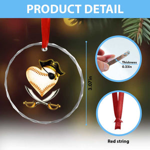 Baseball Pirate Crystal Glass Ornament Baseball Heart With Skull TS10 Print Your Wear