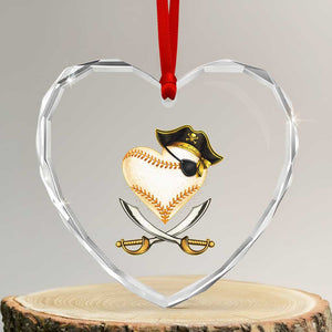 Baseball Pirate Heart Crystal Glass Ornament Baseball Heart With Skull TS10 Transparent Glass 3'' Heart Print Your Wear