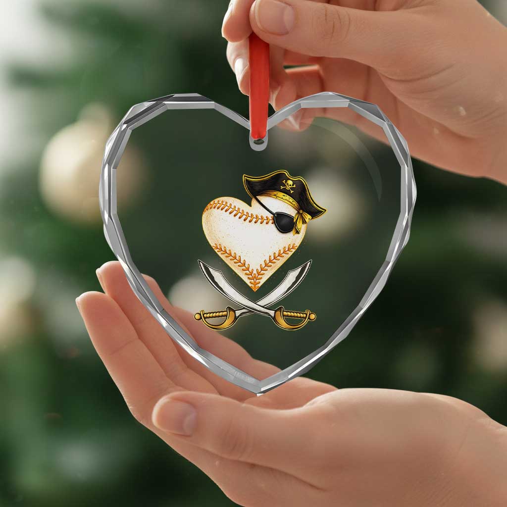 Baseball Pirate Heart Crystal Glass Ornament Baseball Heart With Skull TS10 Print Your Wear
