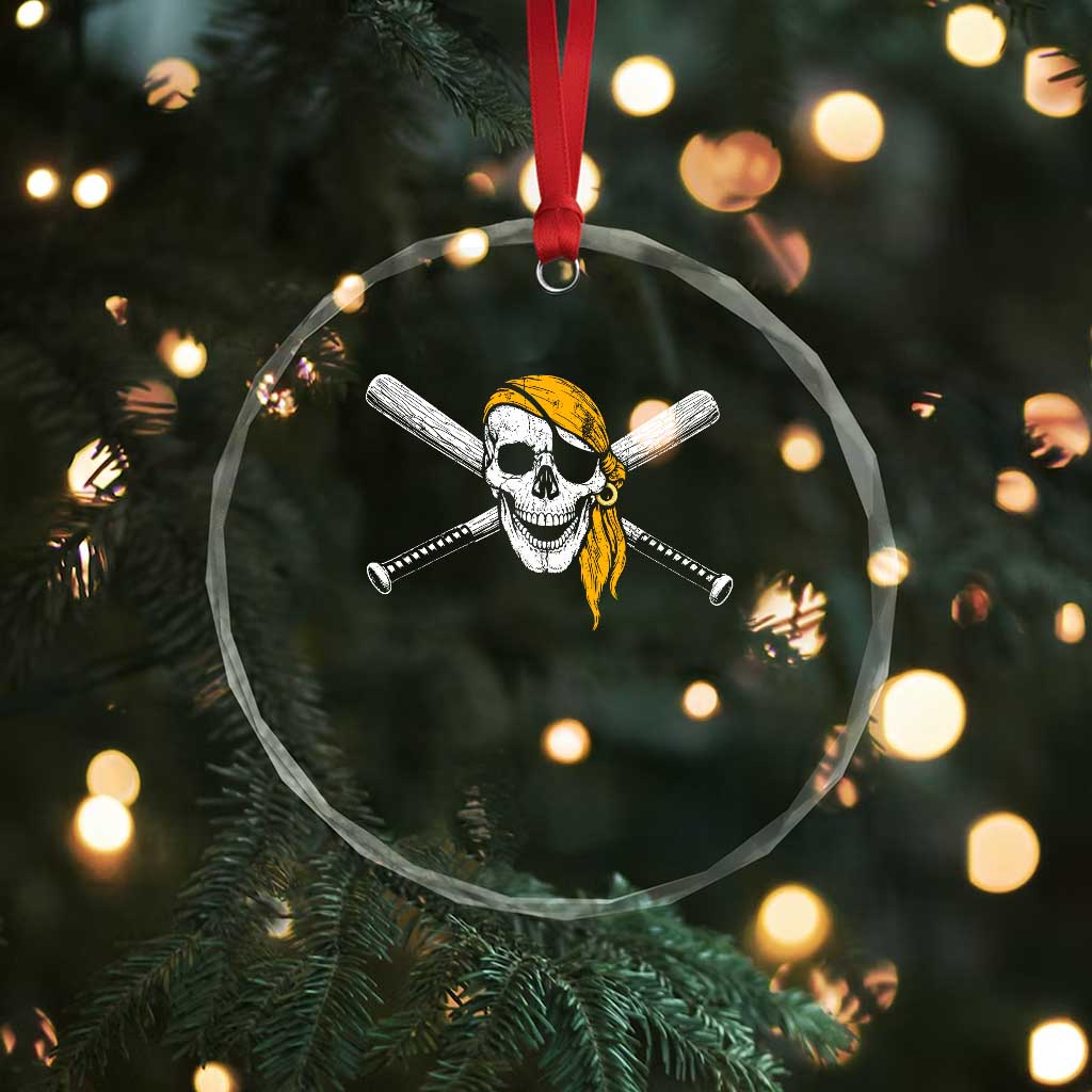Baseball Pirate Skull Crystal Glass Ornament Retro Vintage Cross Baseball Bats TS10 Print Your Wear