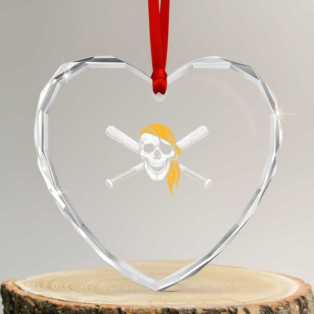 Baseball Pirate Skull Heart Crystal Glass Ornament Retro Vintage Cross Baseball Bats TS10 Transparent Glass 3'' Heart Print Your Wear