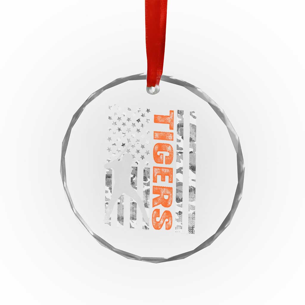 Baseball Player Tiger Crystal Glass Ornament Team Spirit American Flag USA Camo Patriotic Graphic TS10 Print Your Wear