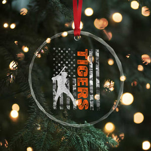 Baseball Player Tiger Crystal Glass Ornament Team Spirit American Flag USA Camo Patriotic Graphic TS10 Print Your Wear