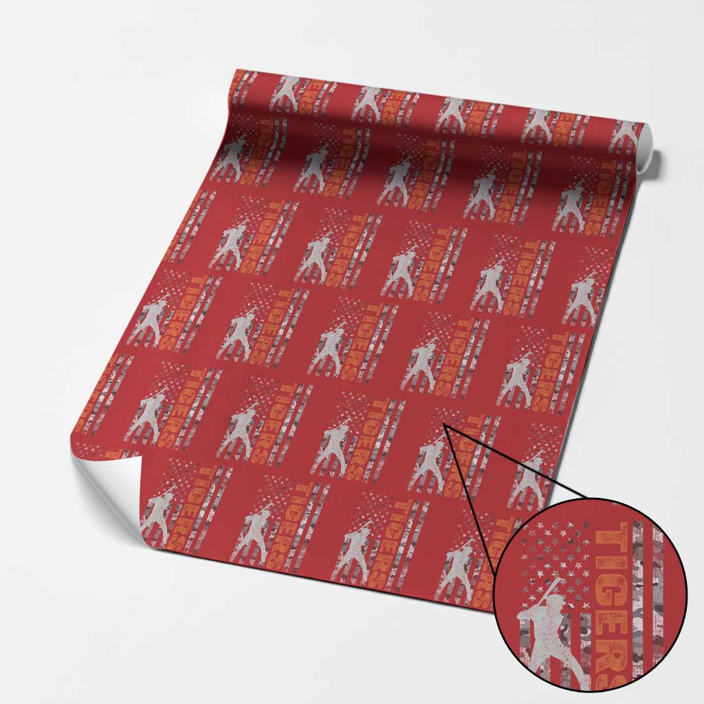 Baseball Player Tiger Wrapping Paper Roll Team Spirit American Flag USA Camo Patriotic Graphic TS10 Red Print Your Wear