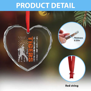 Baseball Player Tiger Heart Crystal Glass Ornament Team Spirit American Flag USA Camo Patriotic Graphic TS10 Print Your Wear
