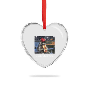 Baseball Raccoon I Live Here Now Heart Crystal Glass Ornament Funny Trash Panda Eating Hot Dog Ballfield TS11 Print Your Wear