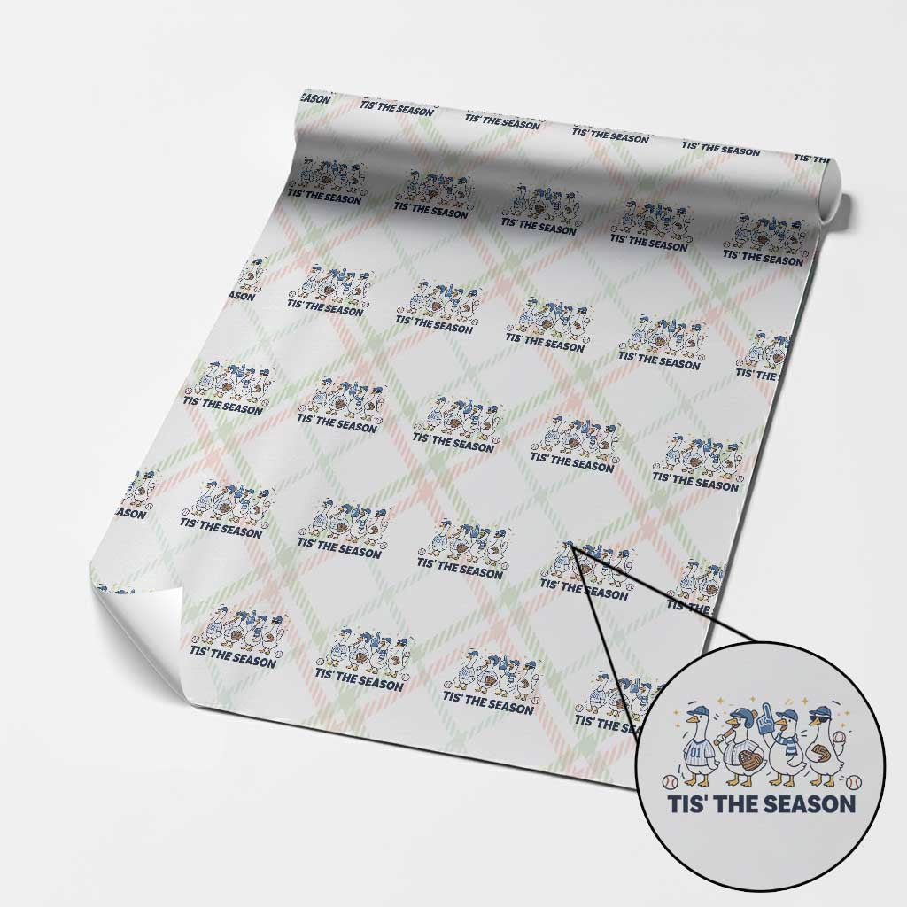 Baseball Silly Goose Wrapping Paper Roll Funny Tis The Season Baseball Mom TS10 Christmas Plaid Print Your Wear