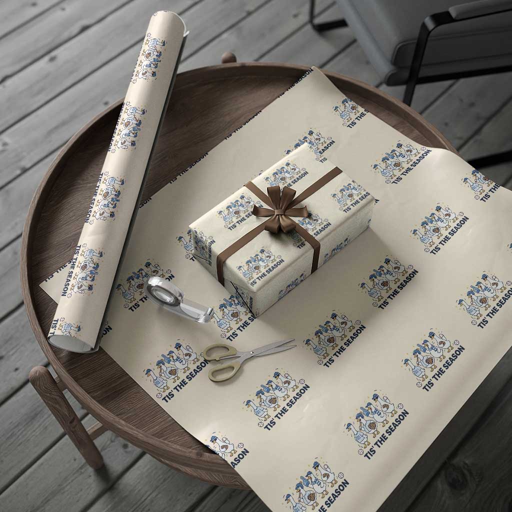 Baseball Silly Goose Wrapping Paper Roll Funny Tis The Season Baseball Mom TS10 Beige Print Your Wear