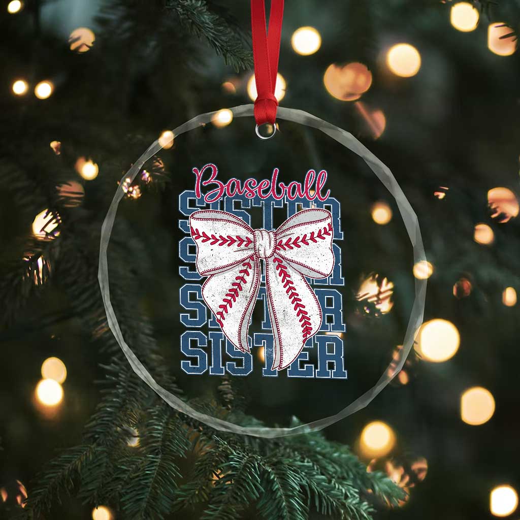 Baseball Sister Crystal Glass Ornament Coquette Bow Biggest Fan Sport Lovers Girl TS10 Print Your Wear