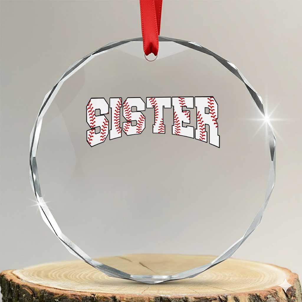 Baseball Sister Crystal Glass Ornament Retro Varsity Baseball Season Family TS10 Transparent Glass 3'' Circle Print Your Wear