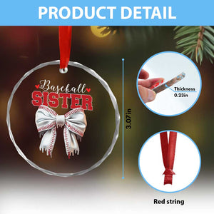 Baseball Sister Crystal Glass Ornament Soft Ball Game Day Dripping Ice Cream Coquette Bow TS02 Print Your Wear