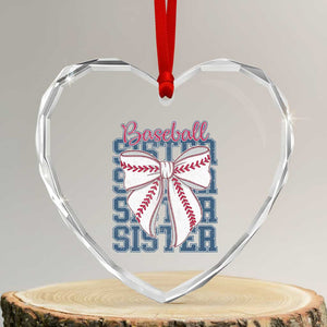 Baseball Sister Heart Crystal Glass Ornament Coquette Bow Biggest Fan Sport Lovers Girl TS10 Transparent Glass 3'' Heart Print Your Wear