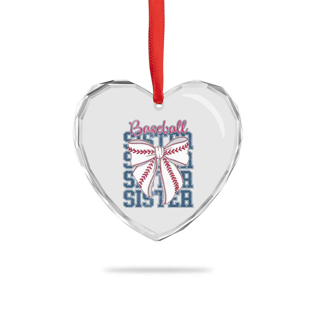 Baseball Sister Heart Crystal Glass Ornament Coquette Bow Biggest Fan Sport Lovers Girl TS10 Print Your Wear