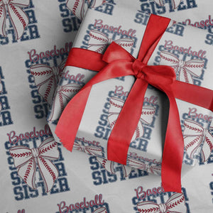 Baseball Sister Wrapping Paper Roll Coquette Bow Biggest Fan Sport Lovers Girl TS10 White Print Your Wear