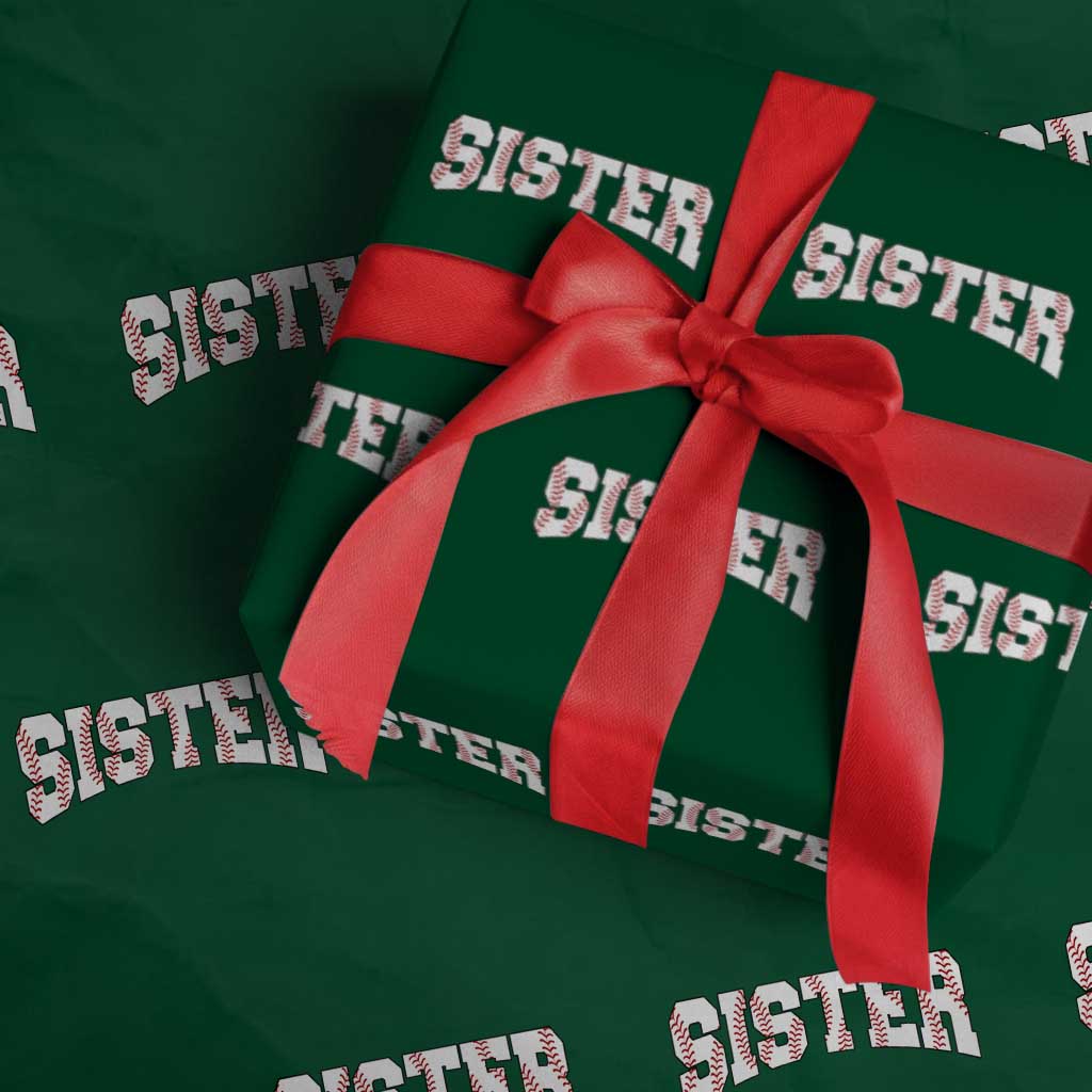 Baseball Sister Wrapping Paper Roll Retro Varsity Baseball Season Family TS10 Green Print Your Wear