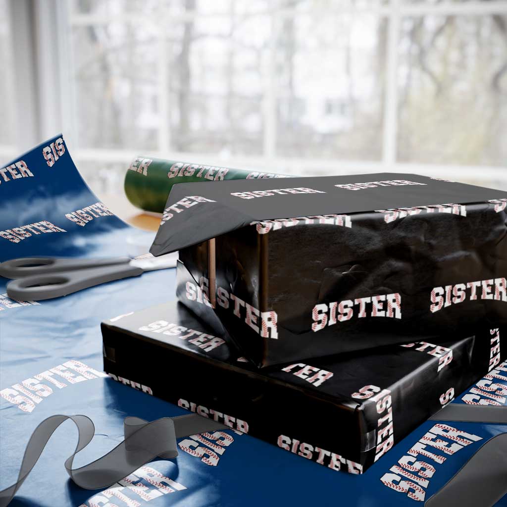 Baseball Sister Wrapping Paper Roll Retro Varsity Baseball Season Family TS10 Black Print Your Wear