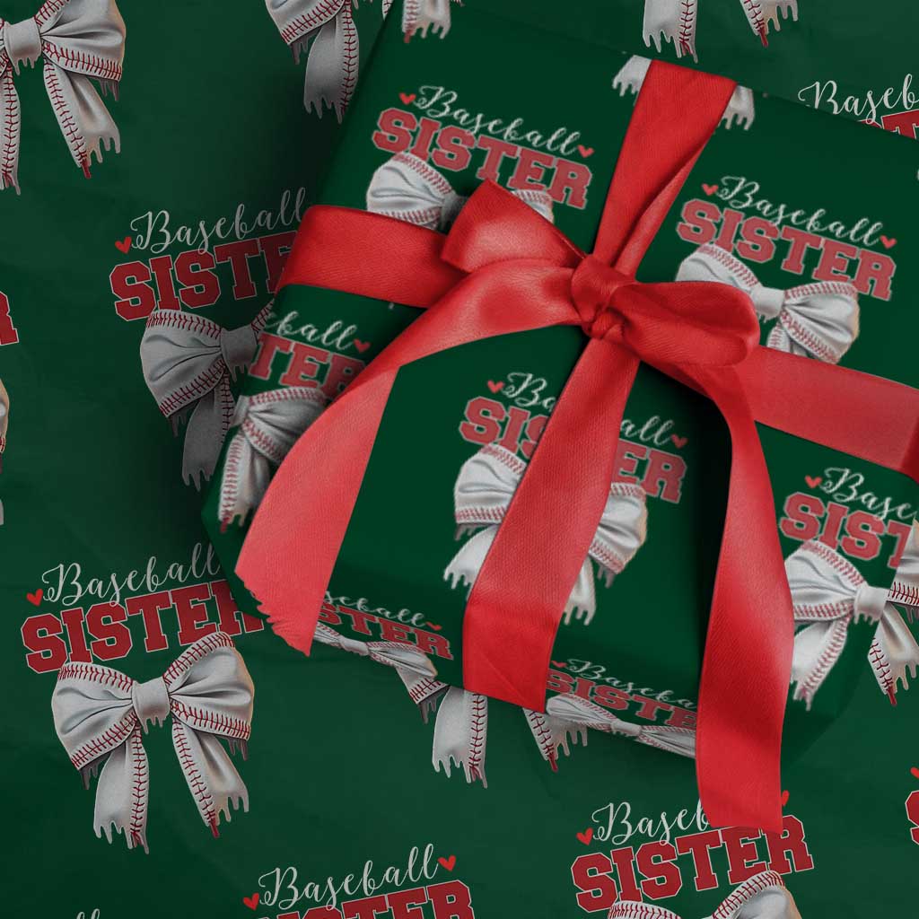 Baseball Sister Wrapping Paper Roll Soft Ball Game Day Dripping Ice Cream Coquette Bow TS02 Green Print Your Wear