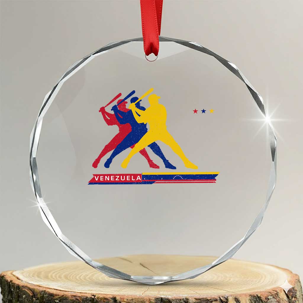 Baseball Venezuela Sport Fan Venezuelan Flag Batter Player Crystal Glass Ornament TS11 Transparent Glass 3'' Circle Print Your Wear