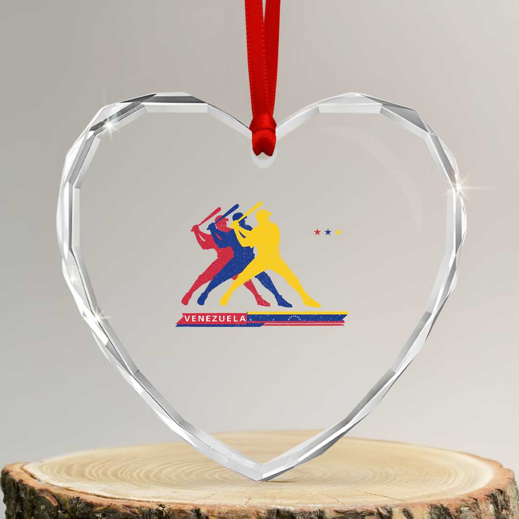 Baseball Venezuela Sport Fan Venezuelan Flag Batter Player Heart Crystal Glass Ornament TS11 Transparent Glass 3'' Heart Print Your Wear
