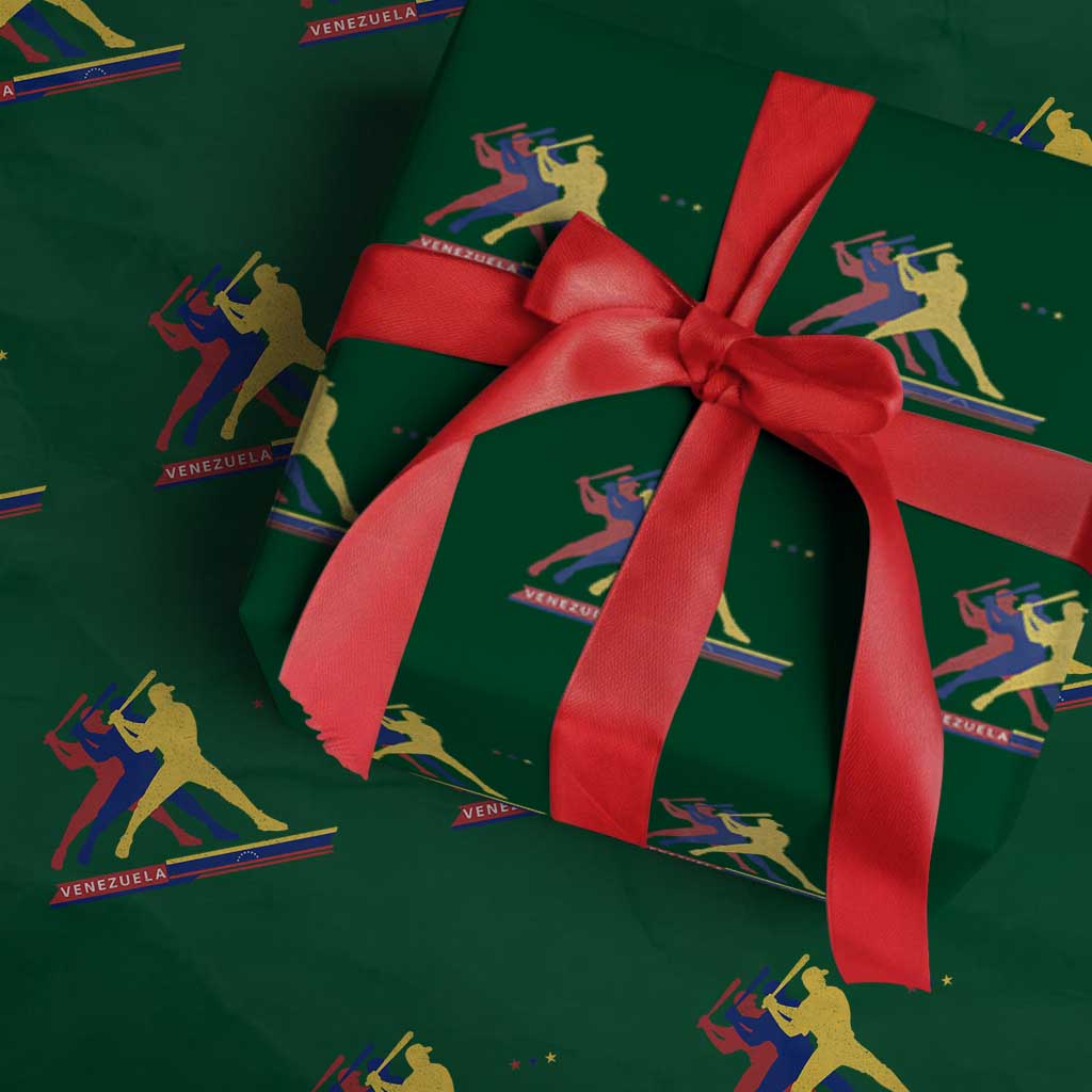 Baseball Venezuela Sport Fan Venezuelan Flag Batter Player Wrapping Paper Roll TS11 Green Print Your Wear
