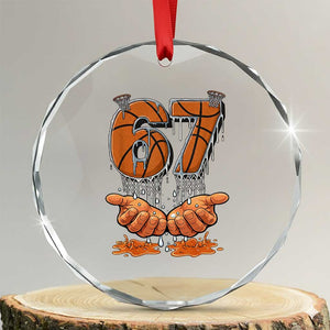 Basketball 67 Six Seven Funny Gen Alpha Meme Drip Crystal Glass Ornament TS11 Transparent Glass 3'' Circle Print Your Wear