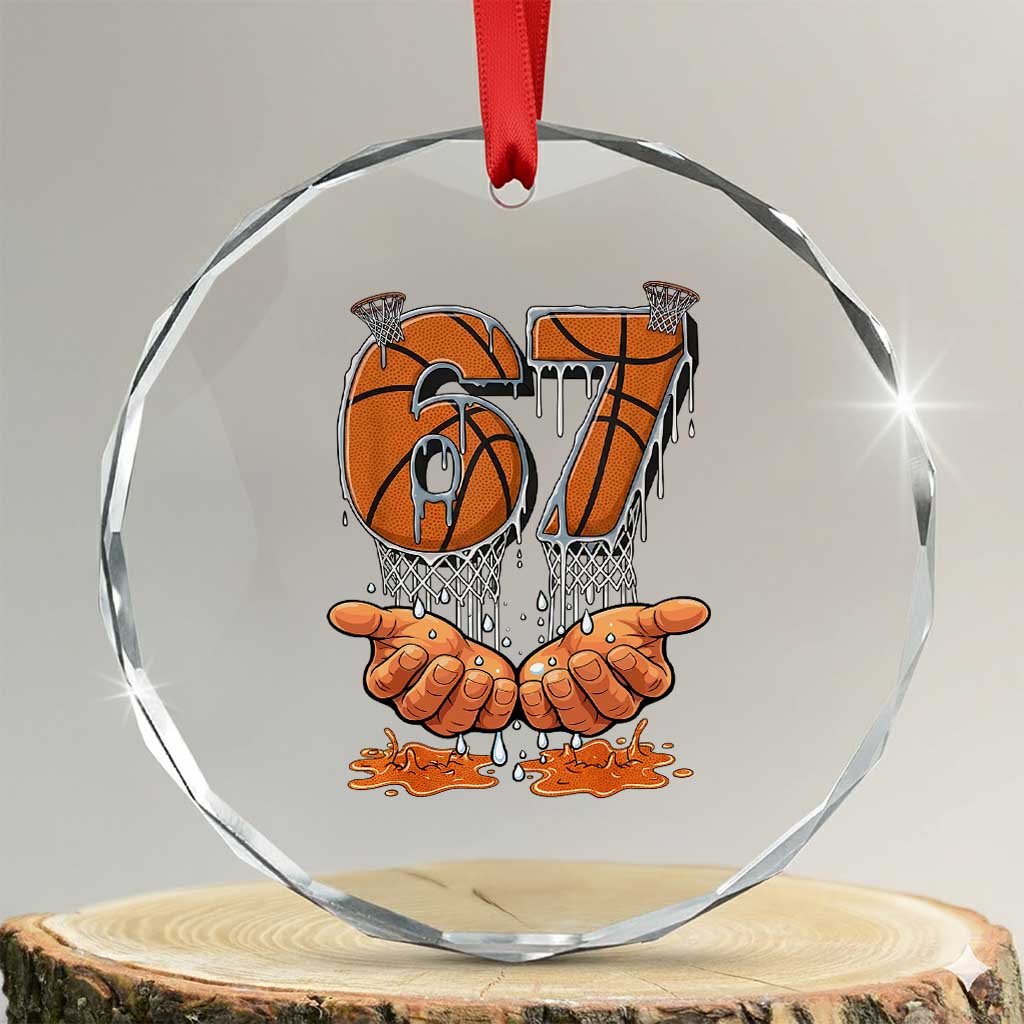 Basketball 67 Six Seven Funny Gen Alpha Meme Drip Crystal Glass Ornament TS11 Transparent Glass 3'' Circle Print Your Wear