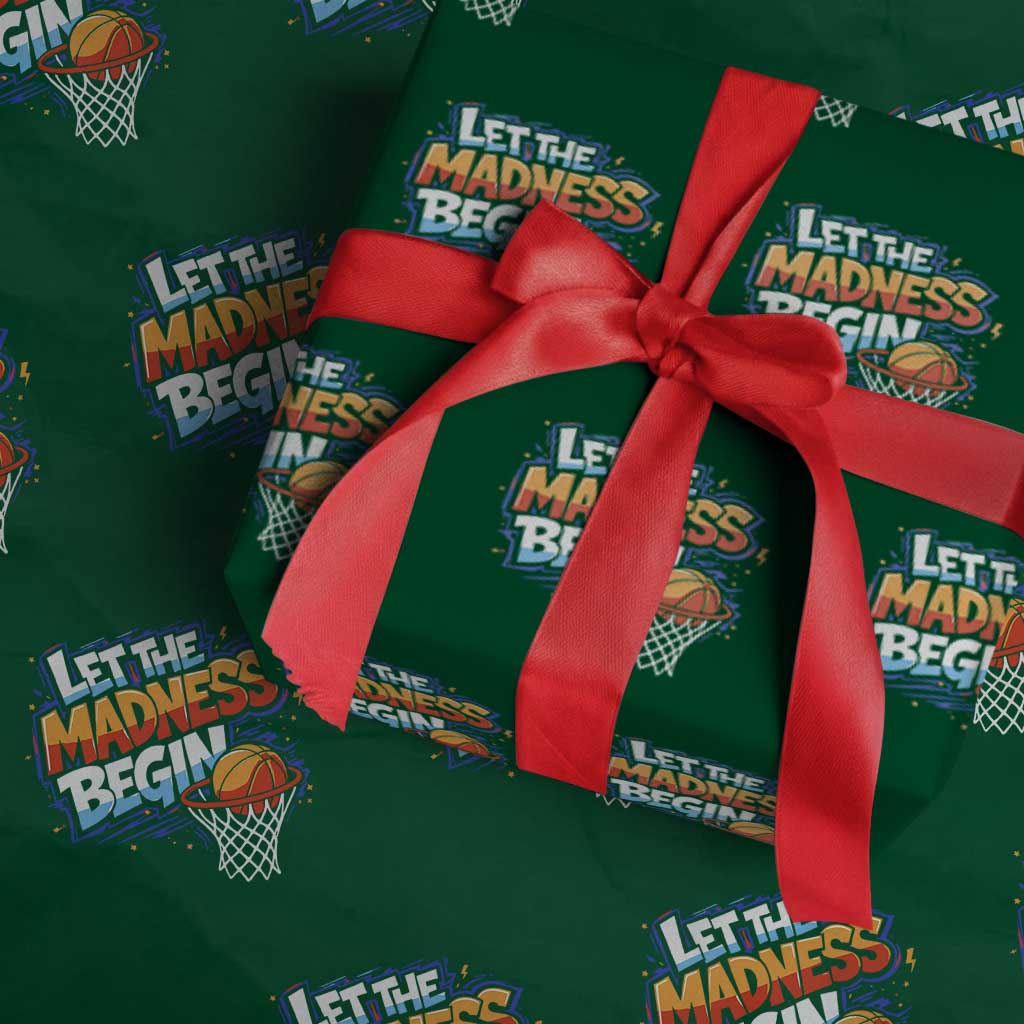 Basketball Bracket Wrapping Paper Roll Funny Let the Madness Begin Sporty Basketball Players Lovers TS10 Green Print Your Wear
