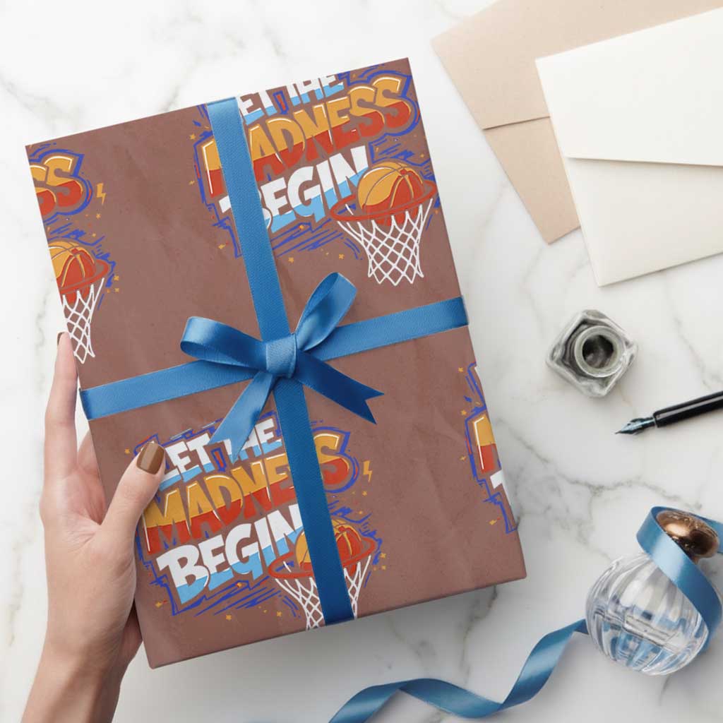 Basketball Bracket Wrapping Paper Roll Funny Let the Madness Begin Sporty Basketball Players Lovers TS10 Mocha Print Your Wear