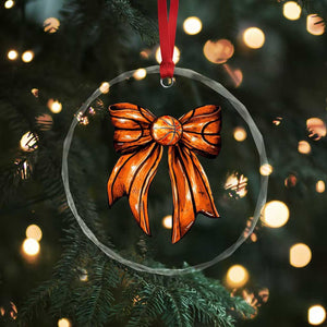 Basketball Coquette Bow Crystal Glass Ornament Game Day TS10 Print Your Wear