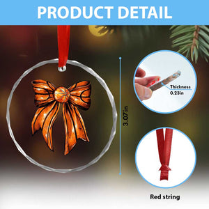 Basketball Coquette Bow Crystal Glass Ornament Game Day TS10 Print Your Wear