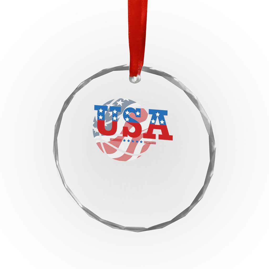 Basketball Crystal Glass Ornament USA Patriotic American Flag Stars and Stripes Team Sport Fan TS02 Print Your Wear