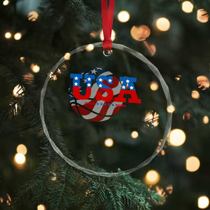 Basketball Crystal Glass Ornament USA Patriotic American Flag Stars and Stripes Team Sport Fan TS02 Print Your Wear