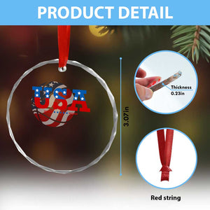 Basketball Crystal Glass Ornament USA Patriotic American Flag Stars and Stripes Team Sport Fan TS02 Print Your Wear