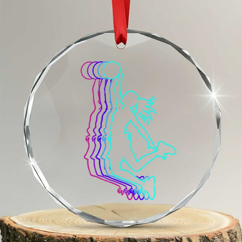 Basketball Girl Crystal Glass Ornament Player Slam Dunk Teens Girls TS10 Transparent Glass 3'' Circle Print Your Wear