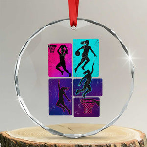 Basketball Girls Crystal Glass Ornament Retro Neon Girl Dunk Hoop Sports TS10 Transparent Glass 3'' Circle Print Your Wear